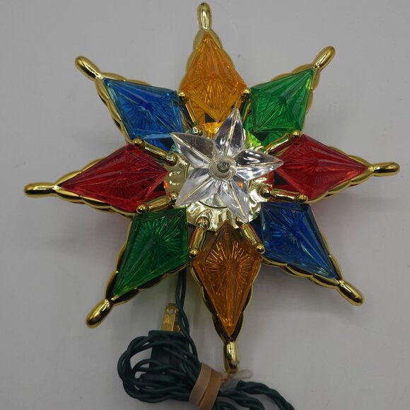 Vintage Christmas Tree Topper Star Plastic with Lights - Picture 3 of 3